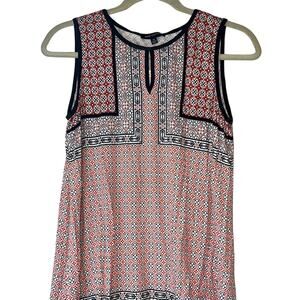 Max Edition Ladies Black, White, & Orange Geometric Pattern Sleeveless Tank, M